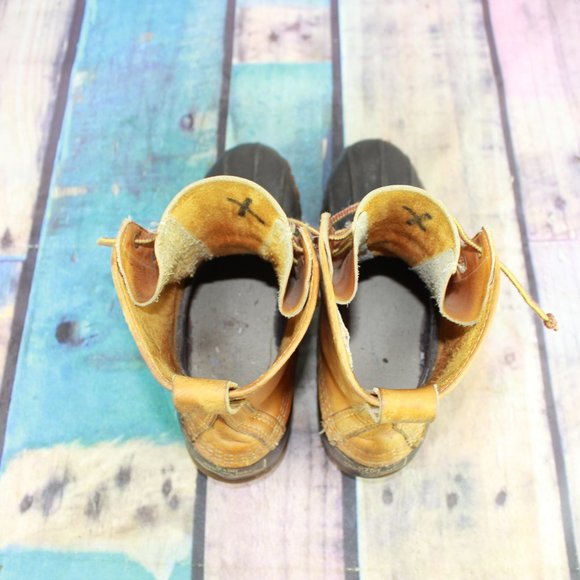 Vintage LL Bean Brown Leather Unlined Maine Hunting Shoe Duck Boots Size 8 - Picture 6 of 9